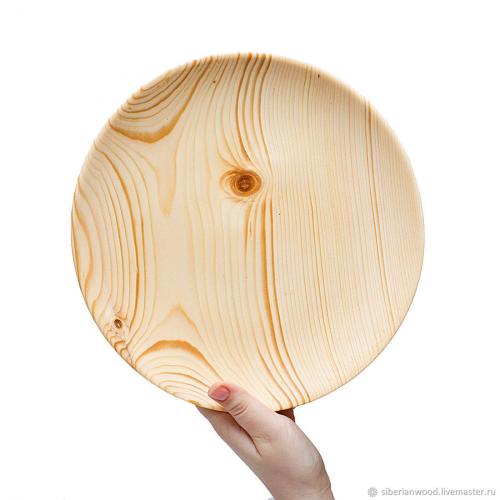 Деревянная чаша-тарелка из древесины сибирская пихта. 25 см.  T61