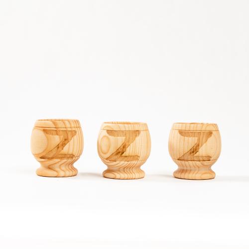 Набор деревянных рюмок (стопок, шотов) из древесины сибирского кедра, набор 3 штуки. RN12