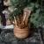 Набор деревянных крючков для вязания из 17 штук с клубочницей (органайзеом) KN23