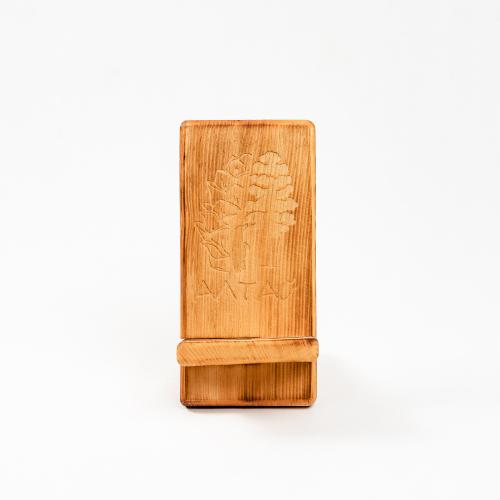 Подставка под телефон из древесины сибирского кедра с гравировкой "АЛТАЙ".TS2 