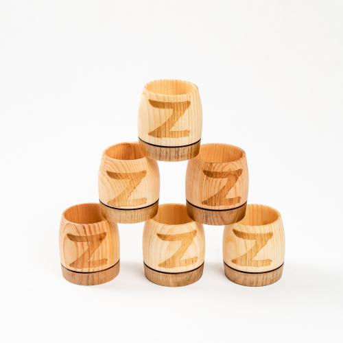 Набор деревянных рюмок (стопок, шотов) из древесины сибирского кедра, набор 6 штук. RN13