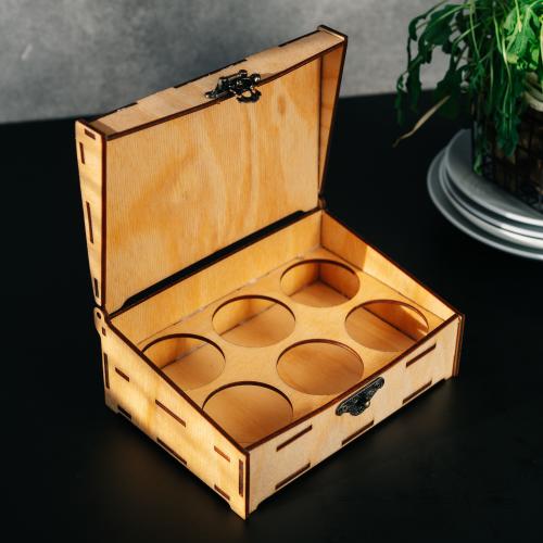 Подарочный деревянный короб для рюмок (стопок) PK40