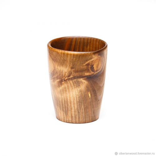 Деревянный стакан из древесины пихты для чая, кваса и других напитков. C19