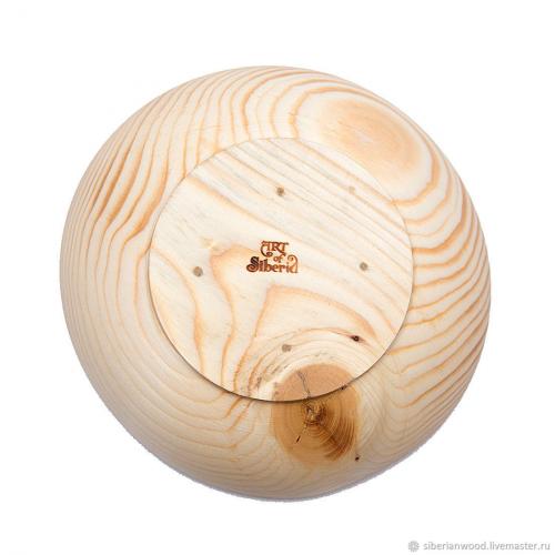 Деревянная глубокая чаша-тарелка из древесины сибирская пихта. 17 см. T69