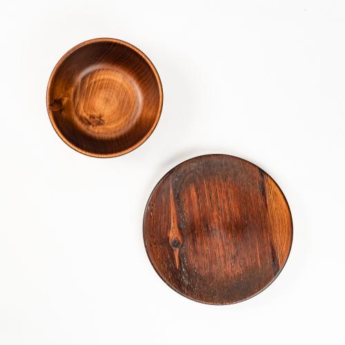 Набор деревянных тарелок из дерева  сибирский кедр - 2 шт. TN75