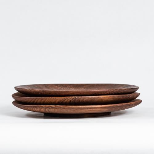 Набор деревянных тарелок из сибирского кедра 3 штуки 240 мм. TN62