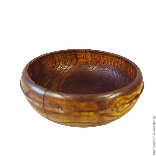 Деревянная глубокая тарелка-чаша из древесины кедра. T44