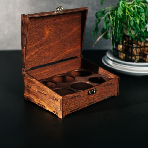 Подарочный деревянный короб для рюмок (стопок) PK41