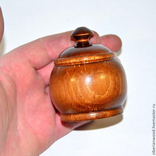Кубышка (бочонок, солонка) с крышкой из натурального дерева сибирский кедр K13