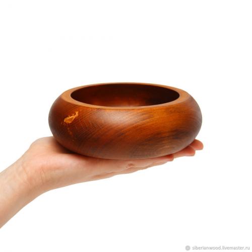 Деревянная глубокая чаша-тарелка из древесины кедра 145мм. T57