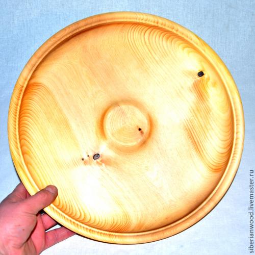 Деревянная тарелка из древесины кедра 340 мм. T3