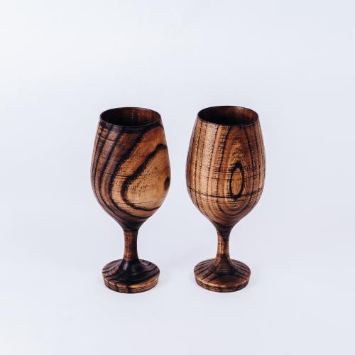 Набор деревянных бокалов (фужеров) из дерева Сибирский вяз (2шт.)- GN5