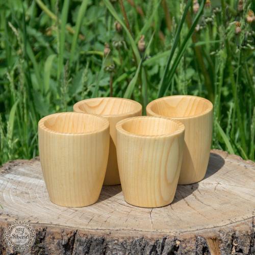 Набор деревянных стаканов из древесины сибирского кедра 4шт. NC6