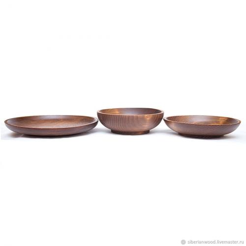 Набор деревянных тарелок из дерева пихта сибирская - 3 шт. TN36