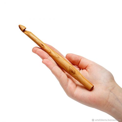 Деревянный крючок для вязания из древесины вишни 9 мм. K53