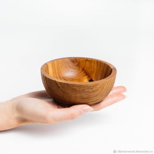 Деревянная текстурированная чаша (пиала) из древесины вяза (карагач). T87