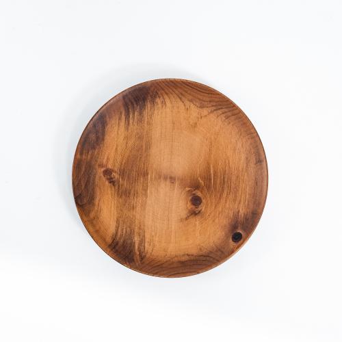 Деревянная плоская тарелка из сибирского кедра серии "ЛОТОС" 200 мм T155