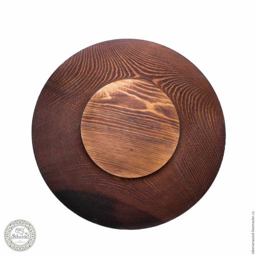 Деревянная текстурированная тарелка -блюдо из древесины сосны 39 см. T22