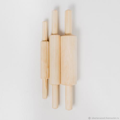Набор деревянных скалок из древесины сибирского кедра 3шт. 31-40 см. RPN5
