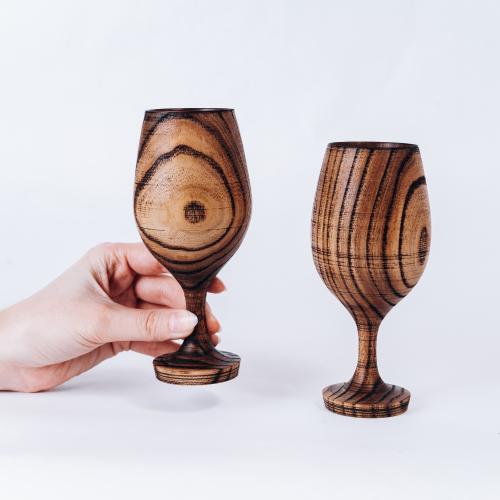 Набор деревянных бокалов (фужеров) из дерева Сибирский вяз (2шт.)- GN5
