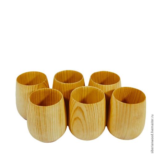 Набор деревянных стаканов (бокалов) из древесины кедра 6 шт. NC12