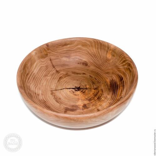Деревянная глубокая тарелка из древесины вяза 38 см. T26